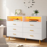 EnHomee Dresser, Dresser for Bedroom, White Dresser with LED, Wood Dressers & Chests of Drawers, 6 Drawers Dresser for Bedroom, Dresser Wood, Large Dressers Bedroom Furniture EnHomee