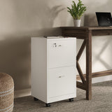 Lavish Home File Cabinet - 2-Drawer Cabinet with Lock and Deep Drawer Storage - Rolling Filing Cabinet for Under The Desk, Home, or Office (White) Lavish Home