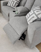 Signature Design by Ashley Biscoe Casual UV Resistant Power Reclining Sofa with Adjustable Headrest and USB Ports, Light Gray Signature Design by Ashley