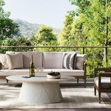 win2win Oval Coffee Table, Modern Faux Stone Coffee Table with Fluted Design, Travertine Tea Table with Tapered Base, Minimalist Center Table for Living Room, Apartment, Office, Stone win2win