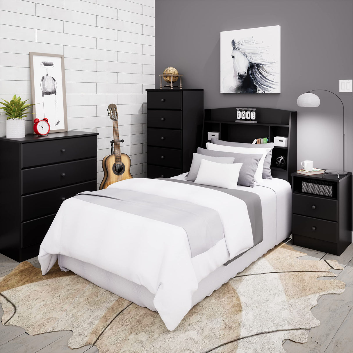 Prepac Astrid Tall Black Dresser: 16"D x 20"W x 52"H, 6-Drawer Chest for Bedroom by Prepac - Perfect Chest of Drawers for Ample Storage Prepac