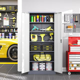 LISSIMO Metal Storage Cabinet with Lock,Lockable Garage Cabinet with 2 Doors and 5 Adjustable Shelves,Tall Steel Cabinets for Garage,Workshop,Gym,School LISSIMO