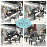 Outdoor Expandable Dining Table 71"-106" Aluminum Patio Dinner Table for 8-10 Person, Rectangular Metal Collapsible Tables with Umbrella Hole, Patio Tables with Extendable Top for Garden, Backyard PIZZELLO
