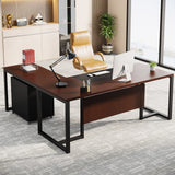 Tribesigns 70.8-Inch Executive Desk with File Cabinet, Large L Shaped Computer Desk with Storage Cabinet, L Shaped Desk with Drawer Cabinet, Dark Walnut & Black Tribesigns