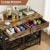 IRONCK 44 inch Large Dog Crate Furniture, Wooden Dog Kennel with Storage Drawers for Medium/Large Dogs, Decorative Dogs Kennel Indoor, Rustic Brown IRONCK