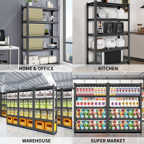 TOPKEY 5-Tier Utility Shelves Garage Storage Shelves, Heavy Duty Metal Storage Shelf for Garage, Kitchen, Warehouse, Adjustable Basement Storage Rack, Load 2000LBS, 63" H x 31.5" W x 15.8" D TOPKEY