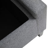 HOMCOM Storage Ottoman, Linen Upholstered Storage Bench with Lift Top and Button Tufted for Living Room, Gray HOMCOM