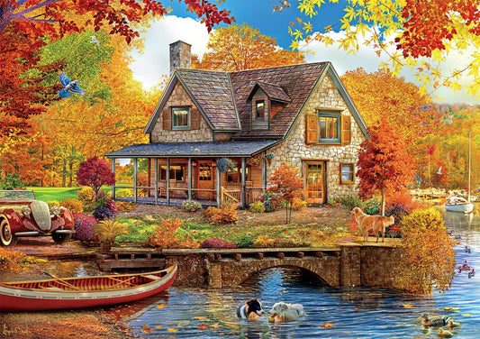 Buffalo Games - Angelo Bonito - Autumn Lake House - 500 Piece Jigsaw Puzzle for Adults -Challenging Puzzle Perfect for Game Nights - Finished Size is 21.25 x 15.00