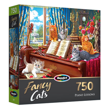 RoseArt - Fancy Cats - Piano Lessons - 750 Piece Jigsaw Puzzle for Adults