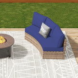 LUXOAK Patio Furniture Sets, 3 Piece Half-Moon Sectional Round Sofa Set, Outdoor Patio Furniture with Cushions for Beach, Pool, Balcony, Blue LUXOAK