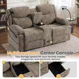RIHEREFY Loveseat Recliner Sofa, Reclining Loveseat with Console, RV Wall Hugger Double Loveseat Recliner Couch for Living Room & Home Theater (Chenille-Camel) RIHEREFY