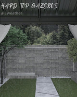 KYBOLT 12x14 Ft Hardtop Gazebos with Heavy Duty Double Roof, Nettings and Curtains Galvanized Steel Outdoor Gazebos for Patio, Backyard, Deck, Lawn (Grey) KYBOLT