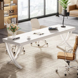 Tribesigns 2-Person Home Office Desk,78.7-Inch Extra Long Desk,Large Double Computer Desk for Home Office, Work Desk for Two People with Stylish Legs (White) Tribesigns