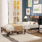 LIKIMIO Twin XL Bed Frames, Storage Headboard with Charging Station, Solid and Stable, Noise Free, No Box Spring Needed, Easy Assembly LIKIMIO