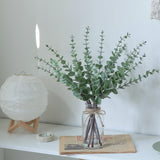 VIERENA 17.5" Artificial Eucalyptus Stems in Glass Vase with Faux Water,Fake Plant Eucalyptus Leaves White Seeds for Centerpiece Table Decorations Farmhouse Wedding Home Greenery Decor (Sage Green) VIERENA