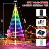 Led Outdoor Christmas Tree, 16ft Prelit Christmas Tree, Smart Outside Christmas Tree Light Show App Control with 1008 LED Lights Color Changing Sync APP & Remote Control Christmas Tree Lighting Miveda