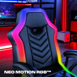 X Rocker Prism RGB LED Lounging Video Gaming Pedestal Chair with Armrests, Wireless Bluetooth Audio, Foldable, Vegan Leather, Amazon Exclusive, Black X Rocker