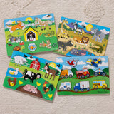 Melissa & Doug Wooden Peg Puzzle 4-Pack for Toddler and Preschool Boys and Girls – Vehicles, Farm, Safari, Pets Melissa & Doug