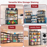 PrimeZone Wire Metal Storage Shelves - 5 Tier Adjustable NSF-Certified Heavy Duty Garage Shelving Unit Organizer Rack, Steel Utility Shelf for Kitchen, Pantry, Closet, 35.5" W x 14" D x 72" H, Black PrimeZone