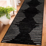 Rugshop Bohemian Stripe Stain Resistant High Traffic Living Room Kitchen Bedroom Dining Home Office Runner Rug 2'x7' Black Rugshop