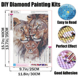 GMETINC 5D Diamond Painting Kits for Adults, Lion Family Diamond Art Kits for Adults Beginner, DIY Full Drill Diamond Dots Paintings with Gem Art and Crafts Home Wall Decor 12 * 16inch GMETNIC