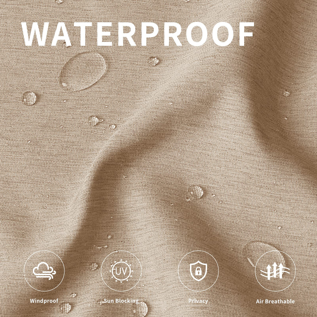 Easy-Going Linen Look Outdoor Curtains Waterproof Windproof Porch Curtains, Soft Thicken Outdoor Privacy Curtains for Patio, Gazebo, Grommet Top and Tab Bottom Drape, 2 Panels, 54x96 inch, Beige Easy-Going