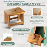 Wooden Step Stool, 13'' Heavy Duty Step Stool for Adults with Convenient Handle, Wooden Stepping Stool Hold up to 500 lbs, Heavy Duty/Nonslip/Durable Construction Safe Step Stool for Bedroom/Kitchen FANATU