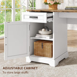 Whalefall Farmhouse L Shaped Desk with Drawers, 67 Inch Executive Home Office Desk with File Cabinet, Computer Corner Desk with Charging Station, White Whalefall