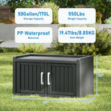 KAMABOKO Outdoor Shoe Storage Cabinet, Waterproof UV-Resistant Entryway Storage Bench Indoor Outdoor with 2 Barn Doors, Adjustable Shelves for Entryway, Bedroom, Hallway,Living Room(Black) KAMABOKO