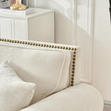 2-Piece Classic Chenille Living Room Sofa Set, Chesterfield Sofa Set of 2 for Living Room - Traditional Rolled Arm Couch & Loveseat with Nailhead Trim, Solid Wood Frame, Earthy Tone Upholstery, Beige Asucoora