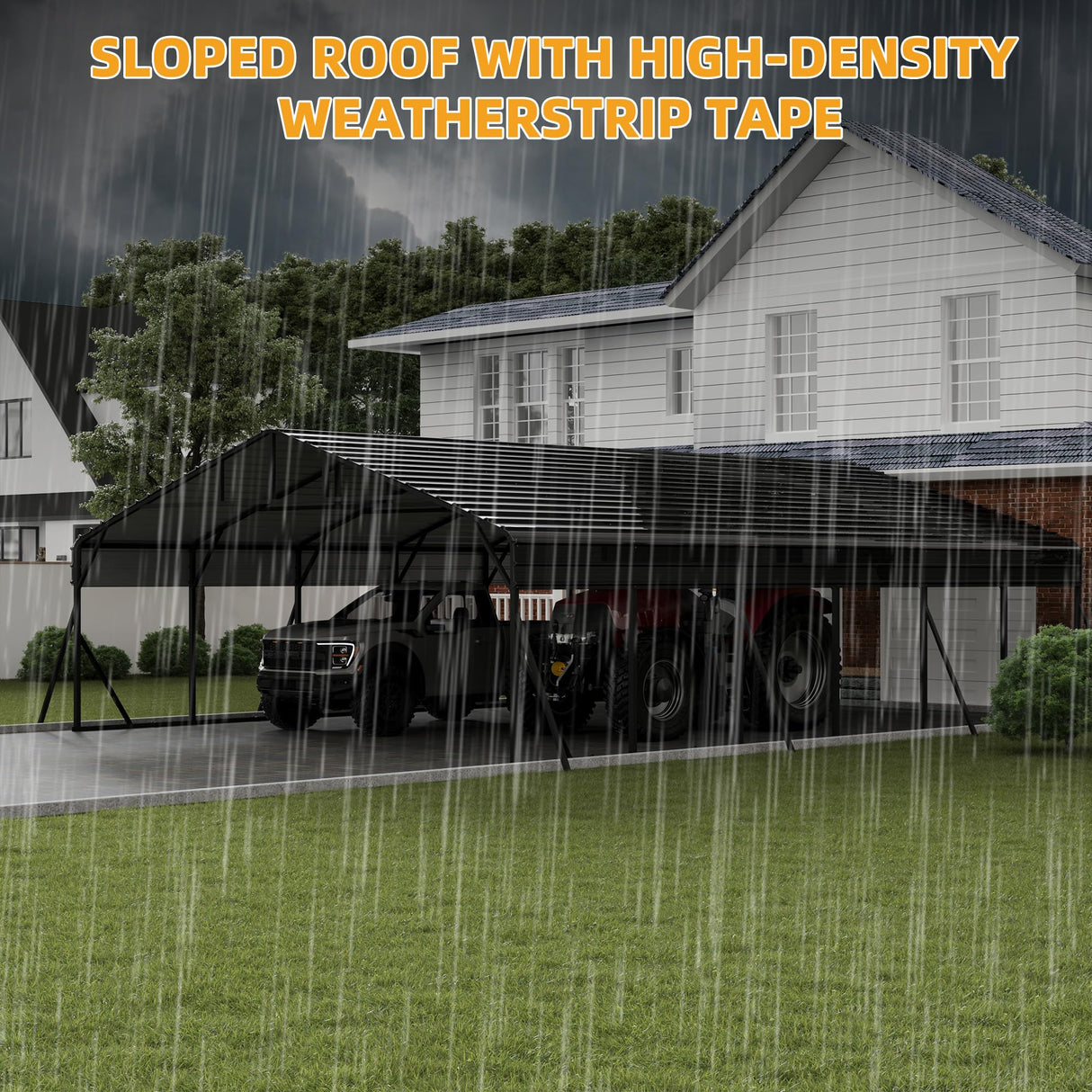 20 x 30 FT Metal Carport with Galvanized Steel Roof, Heavy Duty Metal Roof Carport with Enhanced Base, Tall MetalCarport Kits Garage for Tractors, Trucks, Boats, Cars Reljofum