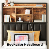 ANCTOR Twin Size Bed Frame with Upholstered Headboard and LED Light, Strong Platform Bed with Charging Station,No Box Spring Needed ANCTOR