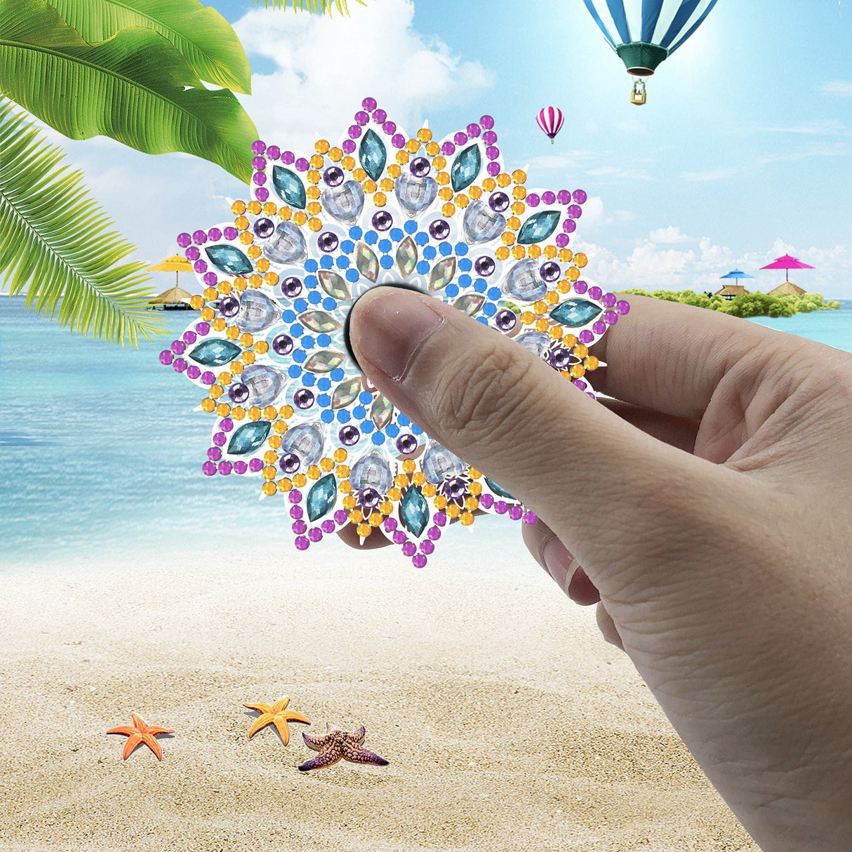 5D DIY Medallion Fidget Spinner Diamond Painting Kit Glow in Dark Crystal Rhinestone Acrylic Decoration Approx 8cm x 8cm Syntego