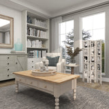 Deco 79 Wooden Partition Room Divider Screen Hinged Foldable Partition 3 Panel Privacy Screen with 15 Photo Slots, Room Partition 27" x 1" x 51", White Deco 79