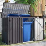 AECOJOY Outdoor Trash Can Storage Shed, 46 Cu.Ft Outside Garbage Can Storage Shed, Dark Grey Outdoor Horizontal Storage Cabinet Waterproof, Bike Sheds & Outdoor Storage Clearance AECOJOY