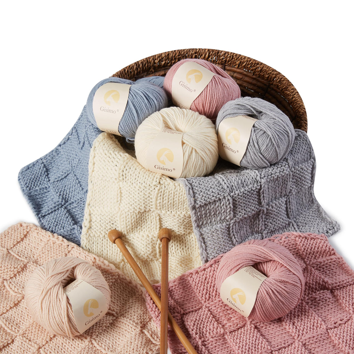 Gisimo 100% Merino Wool Yarn, 6-Ply Luxurious and Soft Yarn for Hand Knitting & Crocheting, 1.76 OZ/50g, 127 yds/116 Meters (Light Pink, 1 Ball) Gisimo