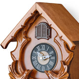 TIMEGEAR Cuckoo Clock with Night Mode, Singing Bird and Carved Wood Decorations (Cherry) TIMEGEAR