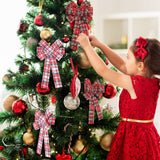 4 Rolls Christmas Plaid Ribbon - Snowflake Plaid Burlap Ribbon for Christmas Tree Wrapping, 24 Yards (1.6 Inch) WILLBOND