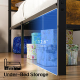 Twin Bed Frame with Storage Headboard and USB Charging Station, Smart LED Lights, Noise Free, Metal Platform Bed Easy Assembly, No Box Spring Needed Liians