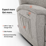 MCombo 60.2" Power Loveseat Recliner Sofa with Massage and Dual Heating, Adjustable Headrest, USB & Type C Port for Living Room, Fabric PR606M1 (Mist Grey) MCombo