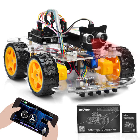 OSOYOO Robot Car Starter Kit for Arduino | STEM Remote Controlled App Educational Motorized Robotics for Building Programming Learning How to Code | IOT Mechanical DIY Coding for Teens Adults OSOYOO