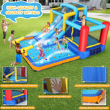 Whubefy Bounce House with Double Water Slide for Kids 3-12 w/Blower, 12x10FT Jump and Slide Inflatable Water Park w/ 2 Slides, Jumping Area, Climbing Wall and Water Cannons for Indoor Outdoor Backyard Whubefy