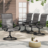 DWVO 4 Set Padded Outdoor Swivel Chairs, Exclusive Swivel Patio Chairs w/Sturdy Metal Frame & Cozy Padded High Back, All Weather Patio Swivel Chairs for Backyard Deck Garden, Gray DWVO