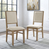 Crosley Furniture Joanna Modern Farmhouse Upholstered Wood Back Dining Chairs Set of 2, Rustic Brown/Creme Crosley Furniture
