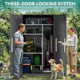 YITAHOME 60 cu ft Tall Outdoor Storage Shed w/o Shelf, Resin Vertical Outdoor Storage Shed, Large Waterproof Storage Cabinet for Garage, Poolside, and Garden (Dark Gray + Black) YITAHOME