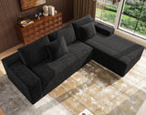 Boneless Modular Sectional Sofa, Cloud Couch with Right Facing Chaise, Oversized Deep Seat, L-Shaped, Soft Corduroy Fabric, Sectional Couch for Living Room -Black NMXUXMN