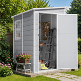 Flamaker 5 x 4 FT Outdoor Storage Shed, Garden Resin Shed with Floor, Plastic Tool Shed with Lockable Door for Backyard Patio Lawn Pool Flamaker