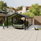 12x20 FT Metal Carport, Heavy Duty Car Port Canopy with Galvanized Steel Roof & Frame, Large Metal Carport Kit, Outdoor Car Garage, Steel Car Shelter for Car, Boat, Truck, Dark Gray ANTSKU