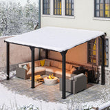 DAUSOLA 10x14 FT Gazebo Pergola for Patio, Gazebos Pergola on Clearance with Sloped Roof, Hard Top Lean to Gazebo, Large Wall-Mounted Heavy Duty Awnings for Patio, Backyard, Deck DAUSOLA