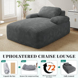 YITAHOME 48-Inch Chaise Lounge Chair Indoor, Oversized Corduroy Upholstered Boneless Sofa Bed, Deep-Seat Sleeper Couch, Reading Chair, Cloud Sofa Couch for Living Room, No Assembly Required, Grey YITAHOME